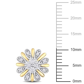 1/4 CT TW Diamond Flower Post Earrings in 2-tone 10k White & Yellow Gold