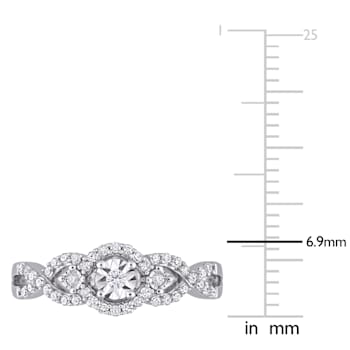 1/4 CT TW Diamond Swirl Halo Ring in Sterling Silver