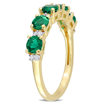 1 2/5 CTW Created Emerald and Created White Sapphire Ring in Yellow Gold
Plated Sterling Silver