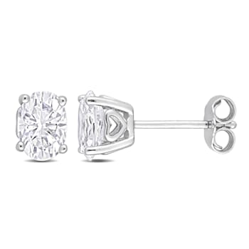 2 1/2 CT TGW Oval Created White Sapphire Stud Earrings in Sterling Silver