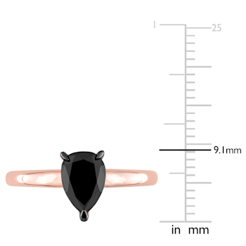 1 ct Black Diamond Solitaire Engagement Ring in 14K Rose Gold