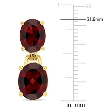 10 1/5 CT TGW Garnet Dangle Earrings in Yellow Gold Plated Sterling Silver