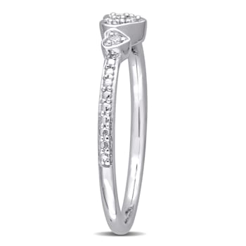 0.05 CT TW Diamond Accent 3-Heart Eternity Ring in Sterling Silver