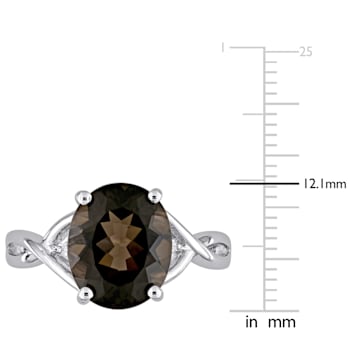 3 3/4 CTW Smokey Quartz and Diamond Accent Ring in Sterling Silver