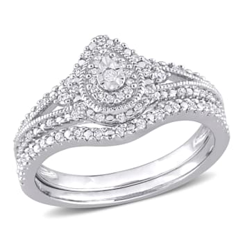 1/4 CT TW Diamond Vintage Bridal Set in Sterling Silver