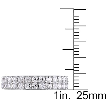 1 7/8 CT TGW Created White Sapphire Double Row Ring in Sterling Silver
