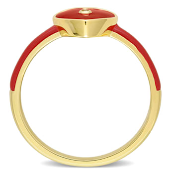 0.01 CT TGW Created White Sapphire Heart Red Enamel Ring in Yellow
Plated Sterling Silver