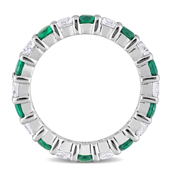 3 1/5 CTW Created Emerald and Created White Sapphire Eternity Band in
Sterling Silver