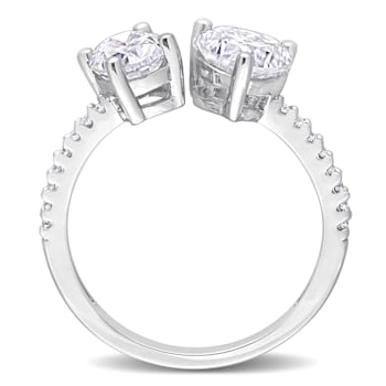 2 1/8 CT TGW Created Moissanite 2-Stone Ring in Sterling Silver