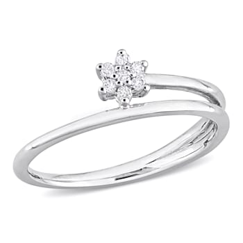 Diamond Accent Floral Promise Ring in Sterling Silver