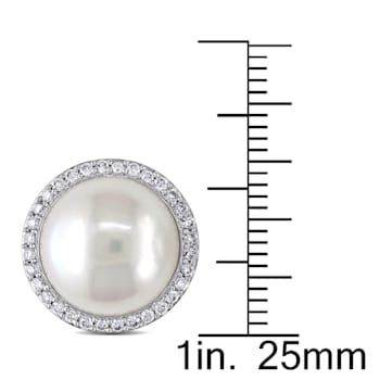 12.5-13MM Freshwater Cultured Pearl and 1/2 CT TW Diamond Halo Earrings
in 14K White Gold