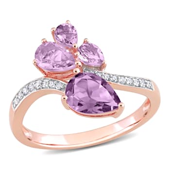 1 3/5 CT TGW Amethyst, Rose de France and 1/10 CT TW Diamond Toi et Moi
Ring in 14K Rose Gold