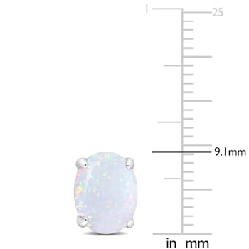 2 CT TGW Oval Created Opal Stud Earrings in Sterling Silver