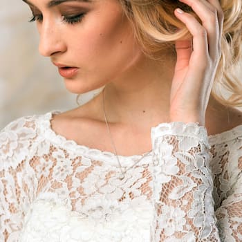 1 CT DEW Created Moissanite Solitaire Pendant With Chain in Sterling Silver