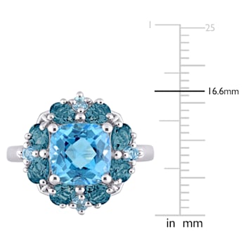 4 1/10 CT TGW Swiss Blue and London Blue Topaz Quatrefoil Ring in
Sterling Silver