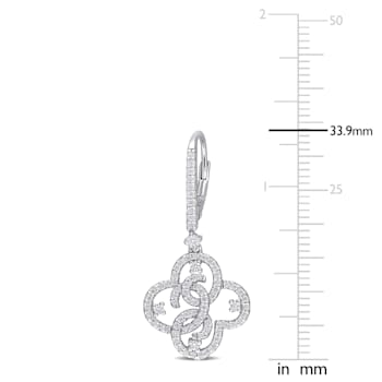 1 CT DEW Created Moissanite Floral Leverback Earrings in Sterling Silver