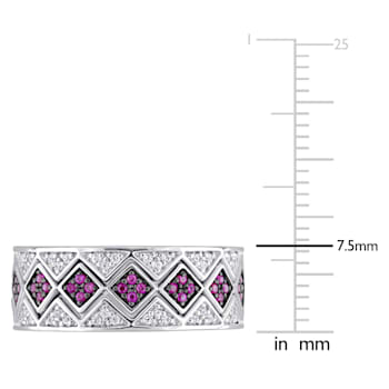 1 3/8 CT TGW Created Ruby and Created White Sapphire Ring Set in
Sterling Silver with BlacK Rhodium