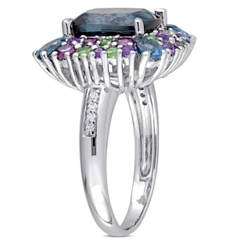 5 4/5 CTW Multi-Gemstone and Diamond Accent Cocktail Ring in Sterling Silver