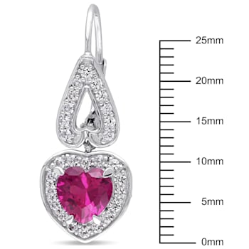 4 7/8 CT TGW Created Ruby and Created White Sapphire Heart Earrings in
Sterling Silver