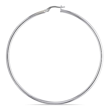 65 MM Hoop Earrings in 10k Polished White Gold