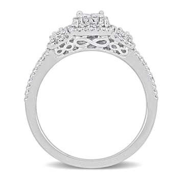 1/5 CT TW Princess and Round Diamond Split Shank Ring in Sterling Silver