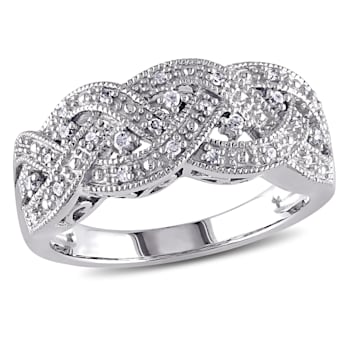 1/8 CT TW Braided Diamond Ring in Sterling Silver