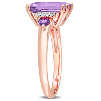 3 1/3 CT TGW Multi-Gemstones and Diamond Accent Ring in Rose Gold Plated
Sterling Silver