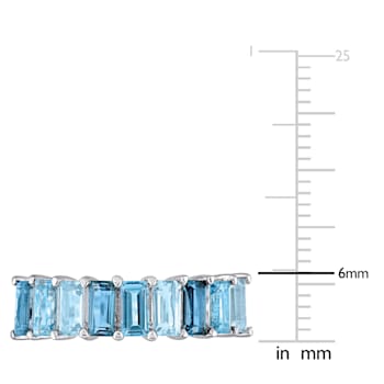 2 1/2 CT TGW Sky Blue, London Blue and Swiss Blue Topaz Ring in Sterling Silver