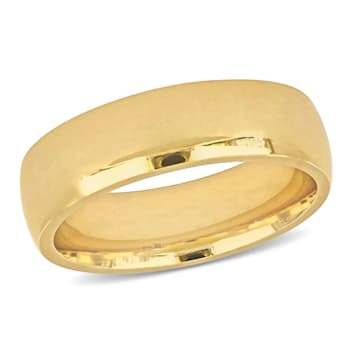 Men's 6.5mm Polished Finish Comfort Fit Wedding Band in 14K Yellow Gold