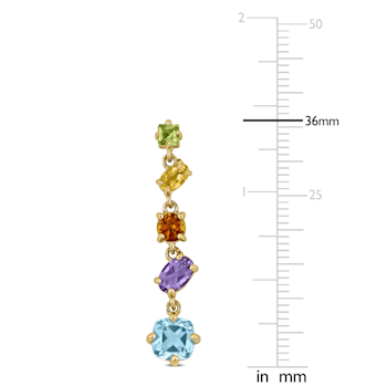 4 1/2 CT TGW Multi-Gemstone Drop Earrings in Yellow Plated Sterling Silver