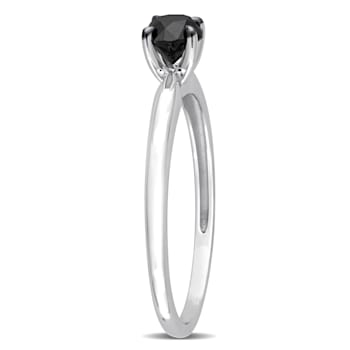 1/2 ct Black Diamond Solitaire Engagement Ring in 10K White Gold