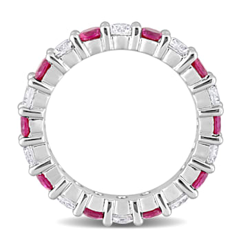 3 3/4 CT TGW Created Ruby and Created White Sapphire Full Eternity Ring
in Sterling Silver