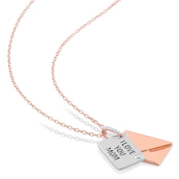 Diamond Accent Letter Envelope "I Love You" Pendant with Chain
in 18K Rose Gold Over Sterling Silver