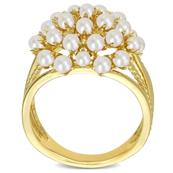 2-3MM Freshwater Cultured Pearl Split Shank Ring in Yellow Plated
Sterling Silver