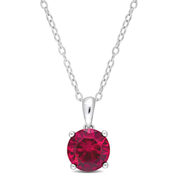 2 3/8 CT TGW Created Ruby Pendant with Chain in Sterling Silver