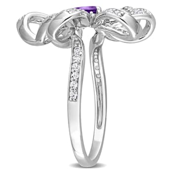 7/8 CT TGW African-Amethyst and Topaz Flower Cocktail Ring in Sterling Silver