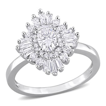 2 3/8 CT TGW Created White Sapphire Floral Ring in Sterling Silver