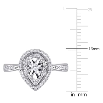 3/8 CT TW Diamond Double Halo Teardrop Ring in Sterling Silver