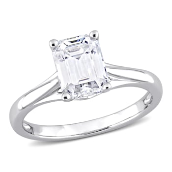 1-3/4 CT DEW Created Moissanite Solitaire Engagement Ring in 14K White Gold