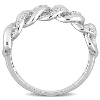 1/4 CT TDW Diamond Oval Link Ring in Sterling Silver
