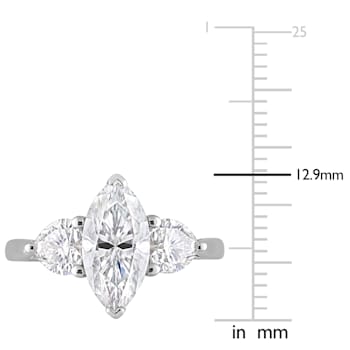 2 1/2 CT DEW Created Moissanite Three-Stone Engagement Ring in Sterling Silver
