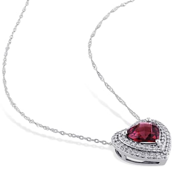 2 CT TGW Rhodolite and 1/4 CT TW Diamond Heart Pendant with Chain in 14K
White Gold