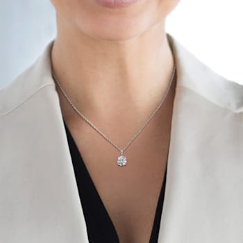 1 4/5 CT DEW Created Moissanite Solitaire Pendant with Chain in Sterling Silver