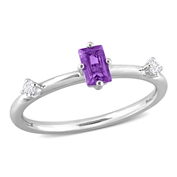 2/5 CT TGW Amethyst and Topaz 3-Stone Ring in Sterling Silver