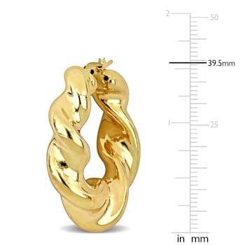 39.5MM Twisted Hoop Earrings in 18K Yellow Gold Over Sterling Silver
