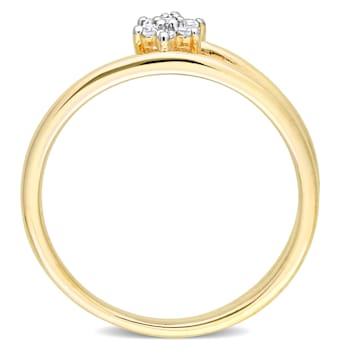 Diamond Accent Floral Promise Ring in 18K Yellow Gold Over Sterling Silver
