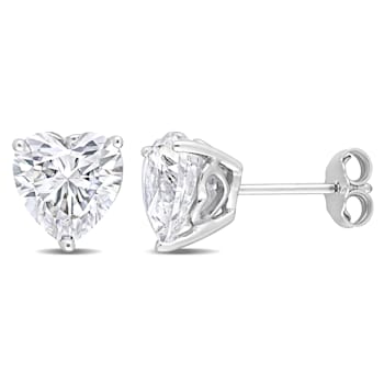 4 1/2 CT TGW Heart Created White Sapphire Stud Earrings in Sterling Silver