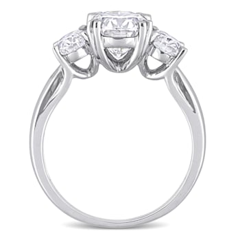 3 CT DEW Created Moissanite 3-Stone Engagement Ring in 10K White Gold