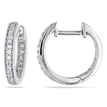 1/4 CT TW Inside Outside Diamond Hoop Earrings in 14k White Gold  Gold