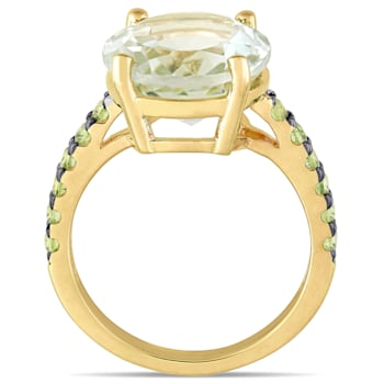 8 CTW Green Quartz and Peridot Cocktail Ring in Yellow Sterling Silver
with Black Rhodium